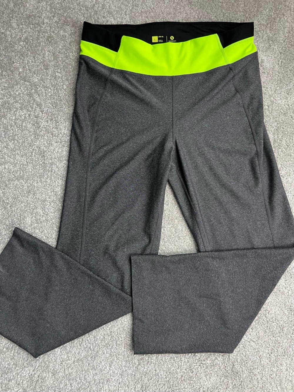 Xersion Women's Gray Green Slim Fit Athletic Pant Sz L Yoga Performance Wear #E